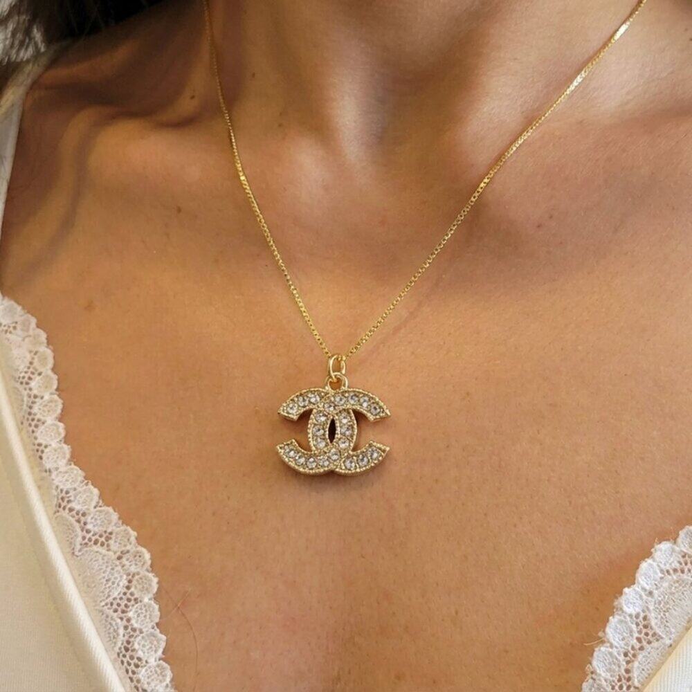 ✨VINTAGE CHANEL CC Crystal Repurposed Necklace - Picture 2 of 6
